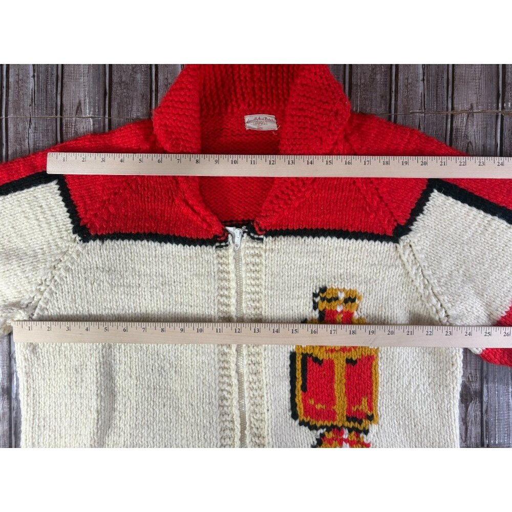Cowichan Handmade Knit Shawl Collar Zipup Sweater Sz XL Ford Model T Car Vintage - Picture 4 of 5